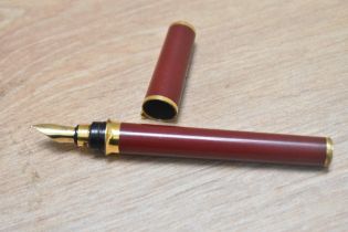 A S T Dupont Montparnasse converter fountain pen in red Lacque de Chine having 18k Dupont nib