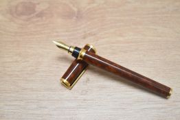 A S T Dupont Montparnasse converter fountain pen in brown Lacque de Chine having 18k Dupont nib