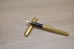A Parker 75 Milleraise cartridge fountain pen, gold plated having Parker 14k nib. In very good