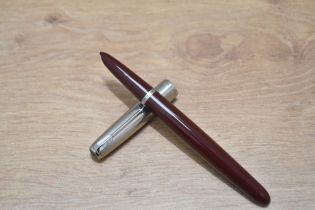 A Parker 51 Aerofill fountain pen in burgundy with Lustraloy cap