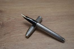 A Sheaffer Imperial Sovereign fountain pen in sterling silver with diamond design with Sheaffer