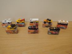 Eight Matchbox Series Superfast Lesney 1974-1982 die-casts,No 59 Porsche 928, black, No 61 Wreck