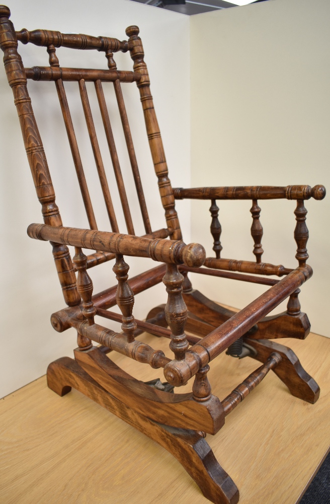 A Victorian mahogany Dolls or Childs small Rocking Chair, having turned frame and spindles, sprung - Image 2 of 3