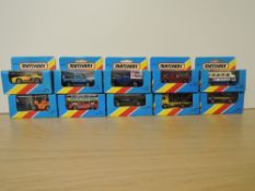 Ten 1981 Matchbox die-casts, MB15 Fork Lift, MB17 London Bus Midland Bus and Transport Museum,