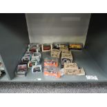 A shelf of modern die-casts including Oxford, Shell 007, Guitoy, Schuco etc, all boxed, approx 20+