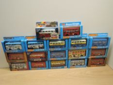 Seventeen 1980s Matchbox K15 and similar Double Decker Buses, various advertising decals including