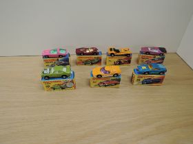 Seven Matchbox Superfast 1970-1974 die-casts, H & I Boxes, No 40 Vauxhall Guildsman, pink, No 45