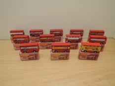 Twelve Matchbox Series Superfast Lesney 1974-1982 die-casts, all No 17 The Londoner in various