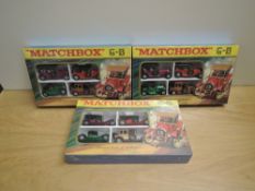 Three 1970's Matchbox Famous Cars of Yesteryear diecast G5 Sets, all in unopened cellophane