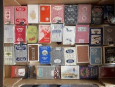 A box of vintage Advertising Playing Cards, War and Gambling related including William Hill,