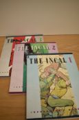 Three Graphic Novel/Fantasy volumes, Jodorowsky Moebius, The Incal 1, 2 & 3, 1988, all appear in