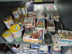 A shelf of Military and Medieval plastic kits, mainly figures and on horseback, Airfix, ESCI and
