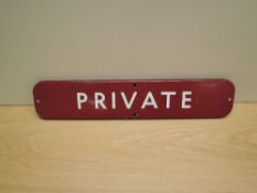 A BR Enamel Sign, Private, in red with white lettering, 46cm x 9cm