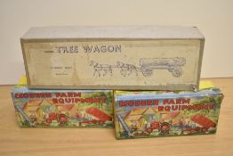 Two Cresent Toys Die-casts, Modern Farm Equipment series, Plough & Hay Trailer along with a Charbens