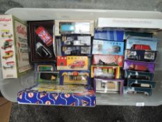 A box of modern die-casts including Corgi, Lledo and similar, all boxed, some in sets, 20+