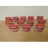 Twelve Matchbox Series Superfast Lesney 1974-1982 die-casts, all No 17 The Londoner in various