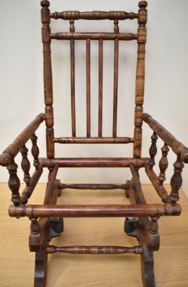 A Victorian mahogany Dolls or Childs small Rocking Chair, having turned frame and spindles, sprung - Image 3 of 3