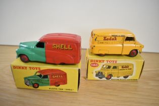 Two Dinky Die-casts, 470 Austin Van, Shell and 480 Bedford 10CWT Van, Kodak, both boxed