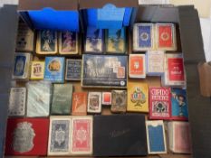 A box of vintage Playing Cards, Patience related, Miniature Decks etc , 30+, most boxed, all