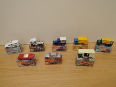 Eight Matchbox Series Superfast Lesney 1974-1982 die-casts, No 36 Refuse Truck, blue & yellow, No 38