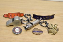 A small collection of Railway related Badges and accessories including Two JR Gaunt enamel Guard