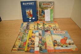 Nineteen Rupert Adventure Books, 1973 No1, No 3 Rollo, No 7 Little Plane, No 11 Little Tree, No 12