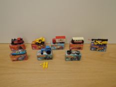 Eight Matchbox Series Superfast Lesney 1974-1982 die-casts, No 42 Mercedes Container Truck, red,