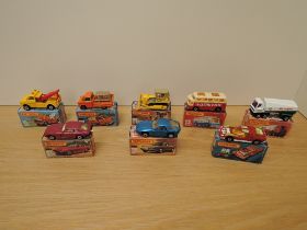 Eight Matchbox Series Superfast Lesney 1974-1982 die-casts,No 59 Porsche 928, blue, No 61 Wreck