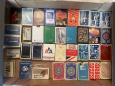 A box of vintage Playing Cards, Transport related, Airlines, LNER etc , 45+, most boxed, all