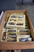 A box of 1970's and later Matchbox Models of Yesteryear die-casts, all vintage cars and all in straw