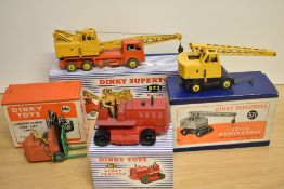 Three Dinky Super Toys Die-casts, 571 Coles Mobile Crane, 972 20-Ton Lorry Mounted Crane, Coles