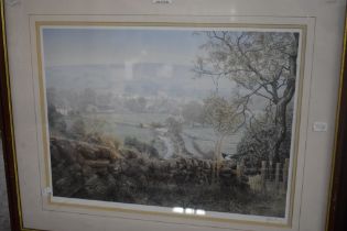 After Keith Melling (British b.1946), a coloured print, 'Late Summer, Pendle Hill, Lancashire',