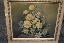 After Harold Clayton (1896-1979), a coloured print of a Still Life flower arrangement, framed,
