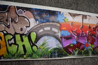 Four large wall decals, of graffiti interest.