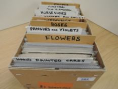 BOX WITH 400+ POSTCARDS, GREETINGS, FLOWERS, HAND PAINTED AND MORE! Box with an estimated 400+