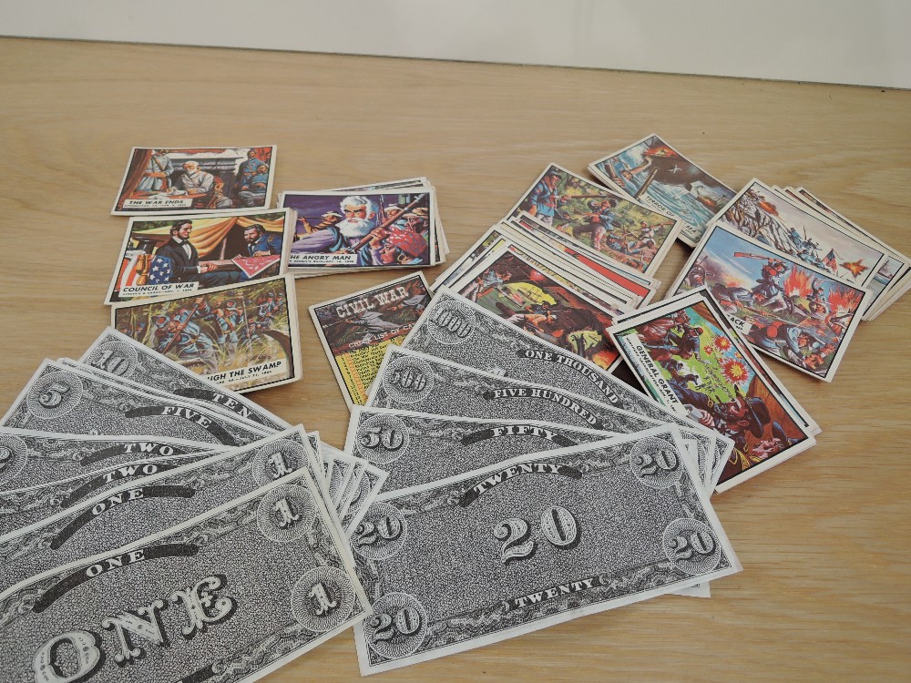 A & B C CHEWING GUM LTD 1965 CIVIL WAR NEWS + BANKNOTES FULL SET OF 88 CARDS Thought to be full