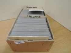 BOX WITH APX 400 OLD POSTCARDS, IRELAND AND SCOTLAND Box with around 400 postcards, all from Ireland