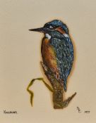 20th Century School, acrylic, Two bird studies comprising 'Housemartin' & 'Kingfisher', signed DRC