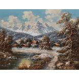 Artur Franke (20th Century, German), oil on canvas, Four continental and seasonal landscapes,