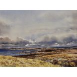 James Ingham Riley (20th Century), watercolour, 'NW Scotland', a bleak lochan scene in the