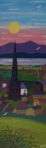 *Local Interest - Chas Jacobs (b.1957, British), acrylic, 'City View', depicting Lancaster
