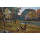 19th/20th Century School, oil on canvas, A hunting and gundog scene, signed 'Rouda' indistinctly