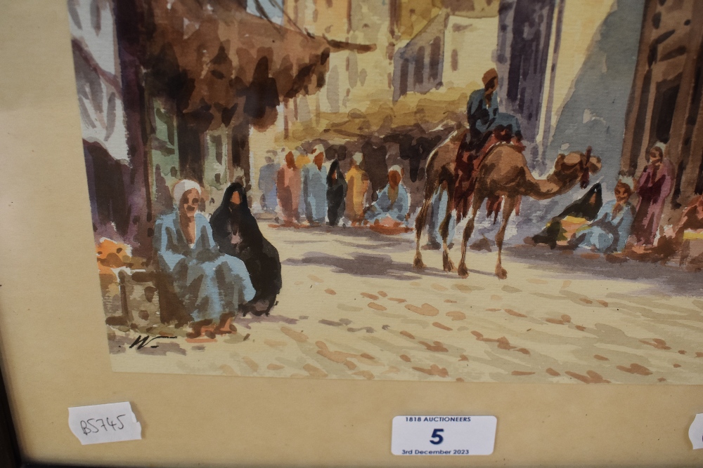 In the manner of Edwin Lord Weeks (1849-1903, American), watercolour, A busy Cairo street scene, - Image 3 of 4