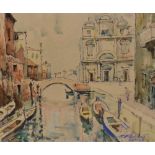 Raphael Pricert (1903-1967, French), watercolour, 'Montmartre', Paris, and 'Venice', both signed,