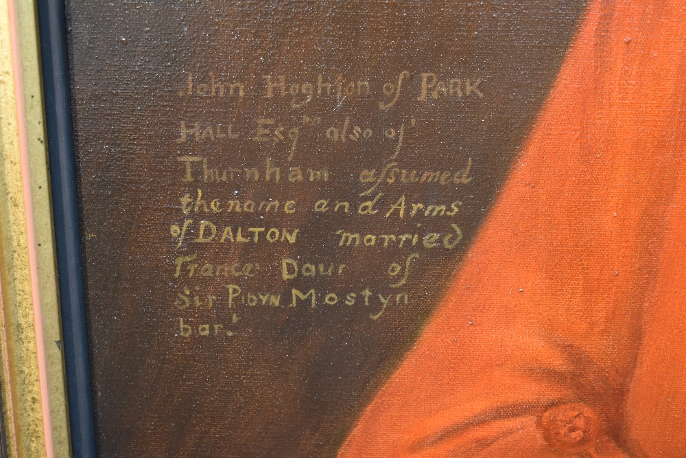 20th Century British School, oil on canvas, Portrait of John Hoghton of Park Hall Esq., after the - Image 3 of 3