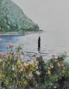 20th Century Continental School, watercolour, Two continental landscapes depicting a shoreline and a