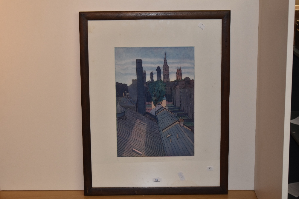 After Sue MacKechnie (20th Century, British), coloured etching, 'Woodlands Back Courts', signed - Image 2 of 4