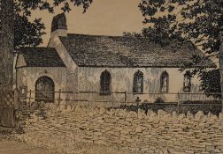 *Lake District Interest - Alfred Wainwright (1907-1991), pen and ink, 'Mungrisdale Church', signed