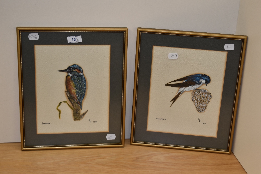 20th Century School, acrylic, Two bird studies comprising 'Housemartin' & 'Kingfisher', signed DRC - Image 2 of 5