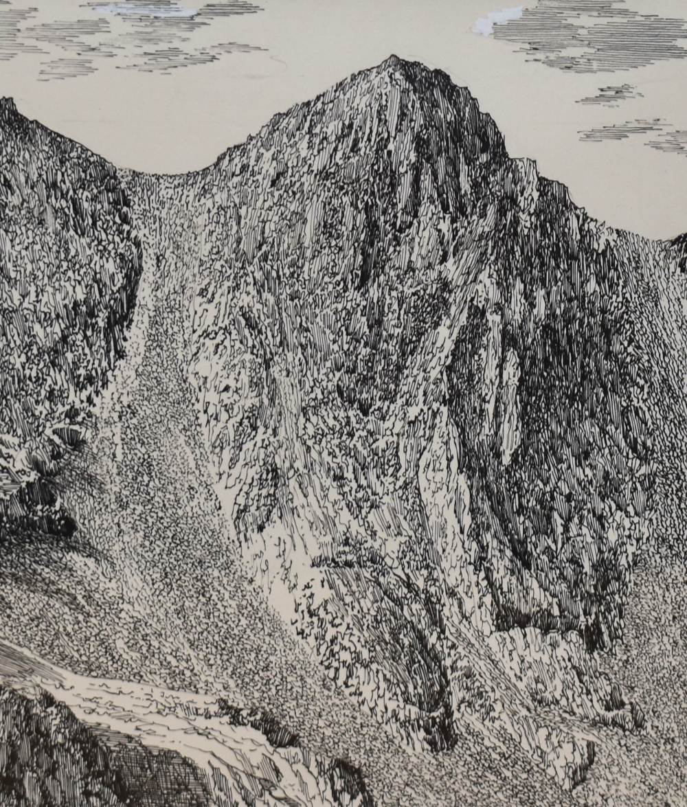 *Lake District interest - Alfred Wainwright (1907-1991, British), pen and ink, 'Steeple', at
